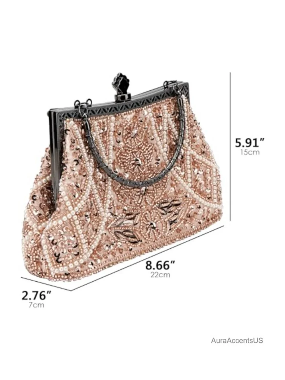 Vintage 1920s Beaded Clutch Purse Handbag with Chain Strap